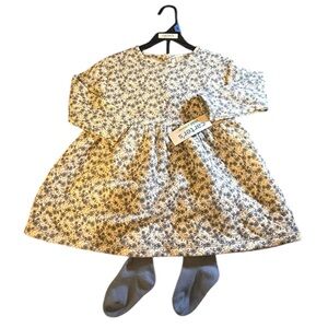 Carter's Child of Mine Blue Floral Dress with Tights 24 months